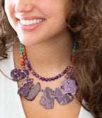 Prescott Blue Magnesite Purple and Orange Statement Necklace - Maven Couture IncNecklaces