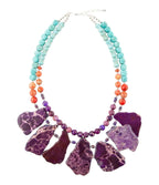Prescott Blue Magnesite Purple and Orange Statement Necklace - Maven Couture IncNecklaces