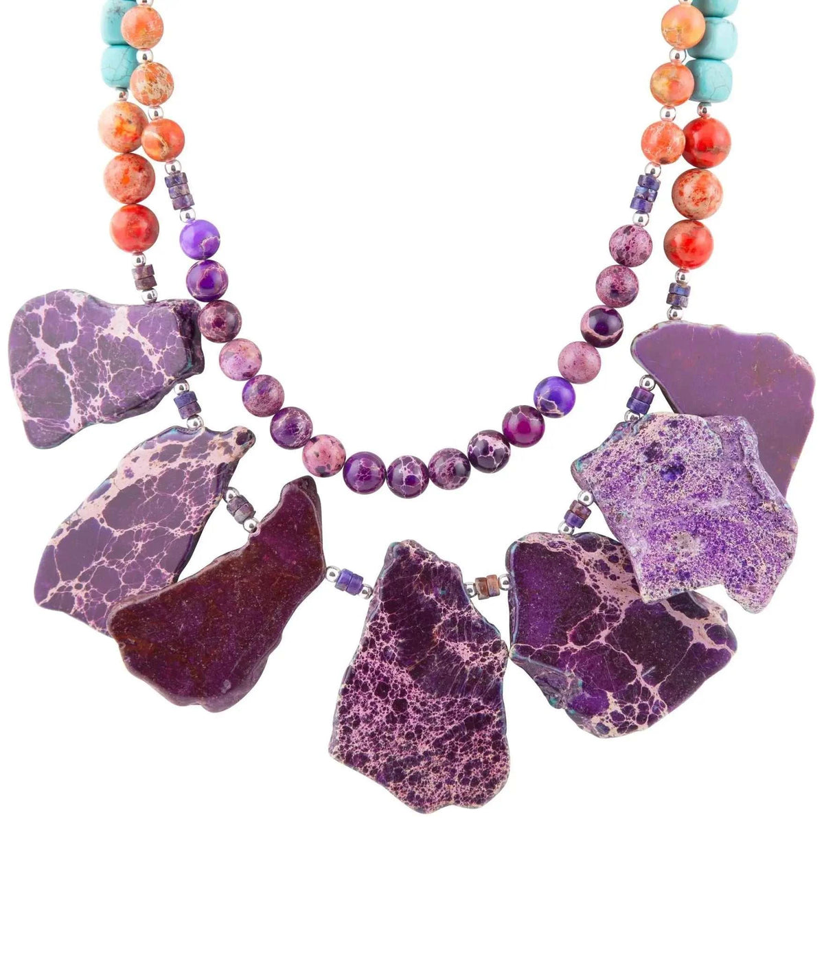 Prescott Blue Magnesite Purple and Orange Statement Necklace - Maven Couture IncNecklaces