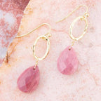 Pretty Drops of Pink Rhodonite Golden Drop Earrings - Maven Couture IncEarrings