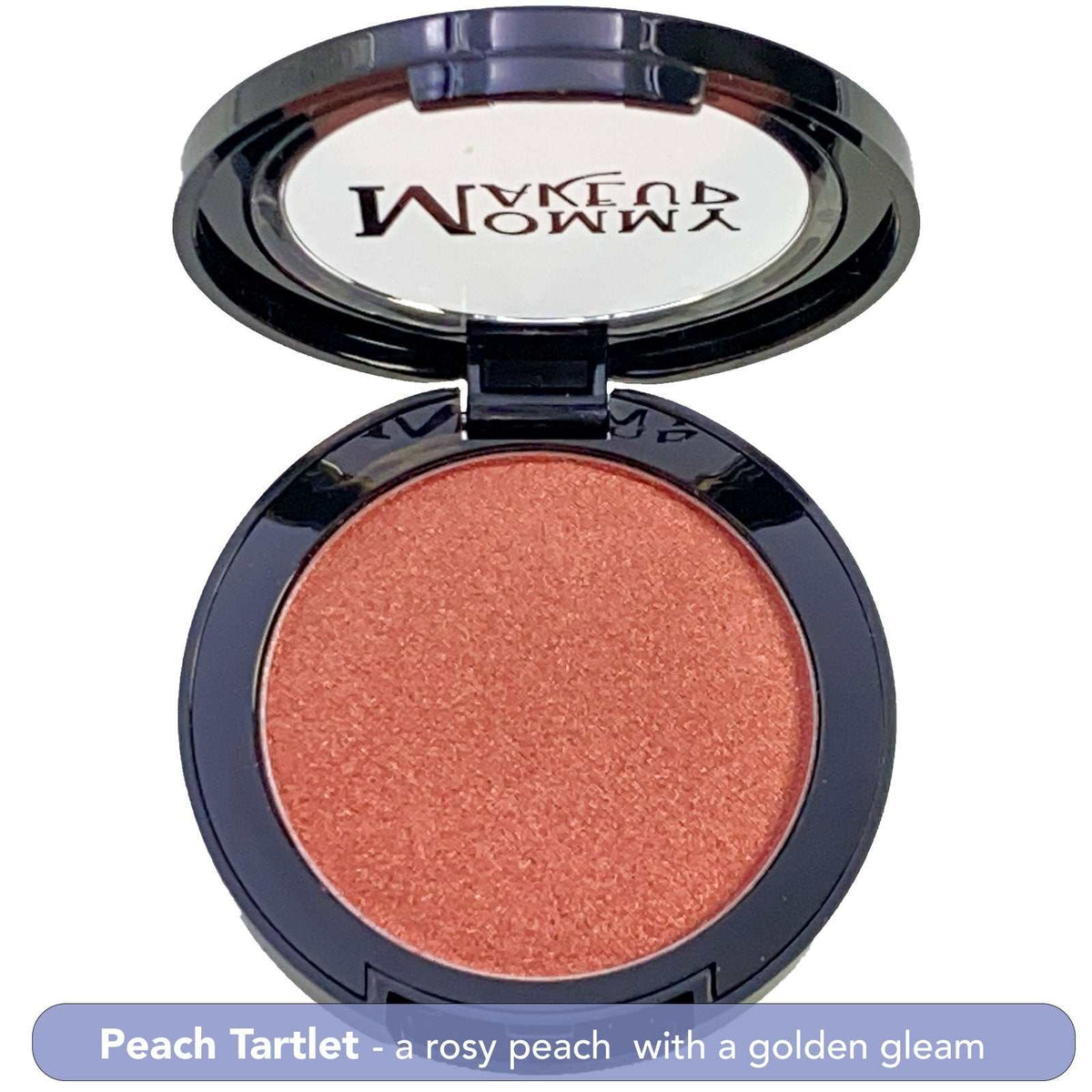 Pretty Perfect Set single compact showing peach tartlet shade, a rosy peach with a golden gleam and smooth texture