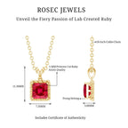 Princess Cut Lab Created Ruby Solitaire Pendant with Rope Frame