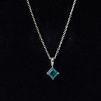Princess Cut Lab Grown Emerald Solitaire Pendant Necklace with Chain