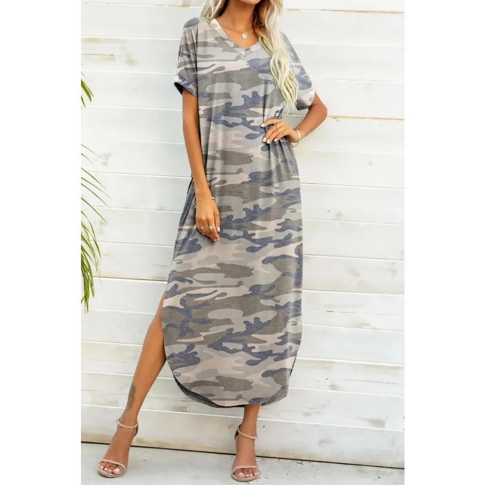 Elevate your wardrobe with luxury fashion camouflage midi dress $35 casual dresses sizing regular pattern camouflage,