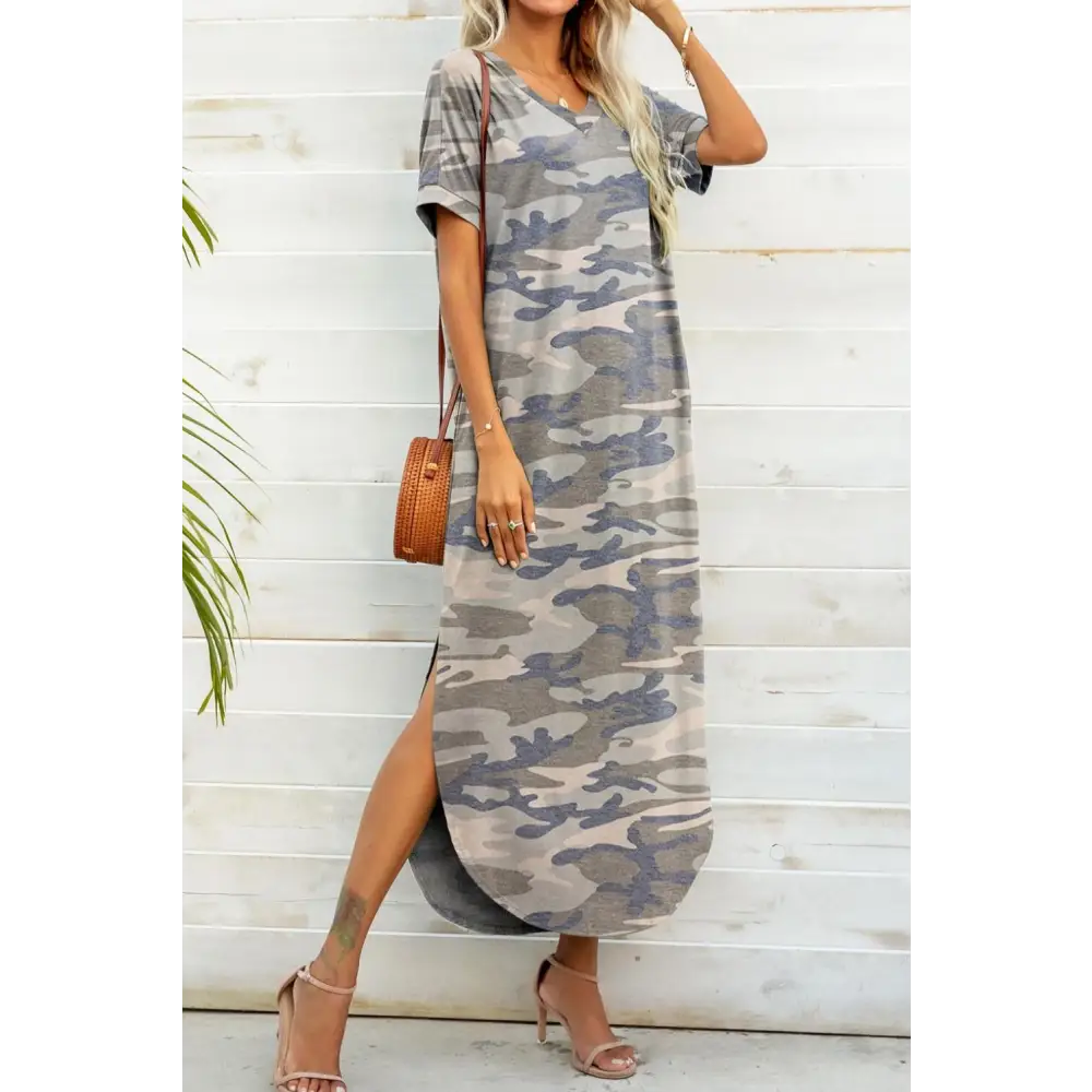 Elevate your wardrobe with luxury fashion camouflage midi dress $35 casual dresses sizing regular pattern camouflage,