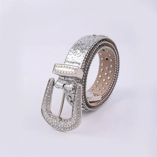 Elevate your style with the pu leather rhinestone belt in luxury fashion for women $48.99 1-piece pu - a high-quality,