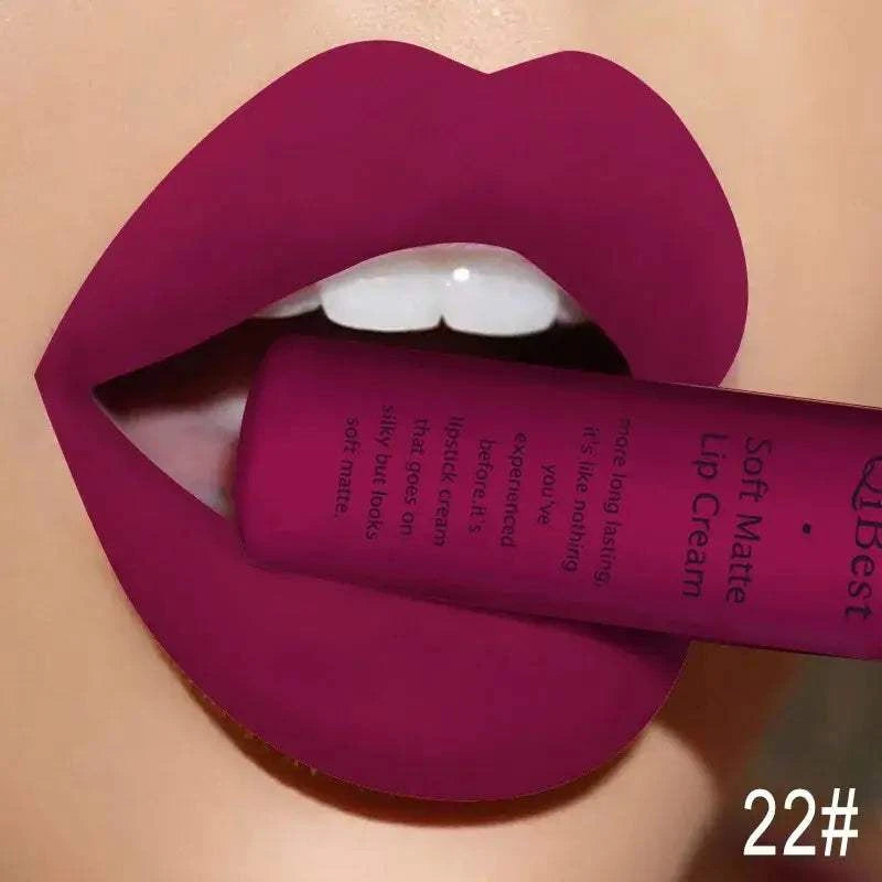 QIBEST Sexy Velvet Matte Lip Gloss Liquid Lipstick Lipgloss Beauty Red Nude Waterproof Long-lasting Lip Stain Makeup For Women