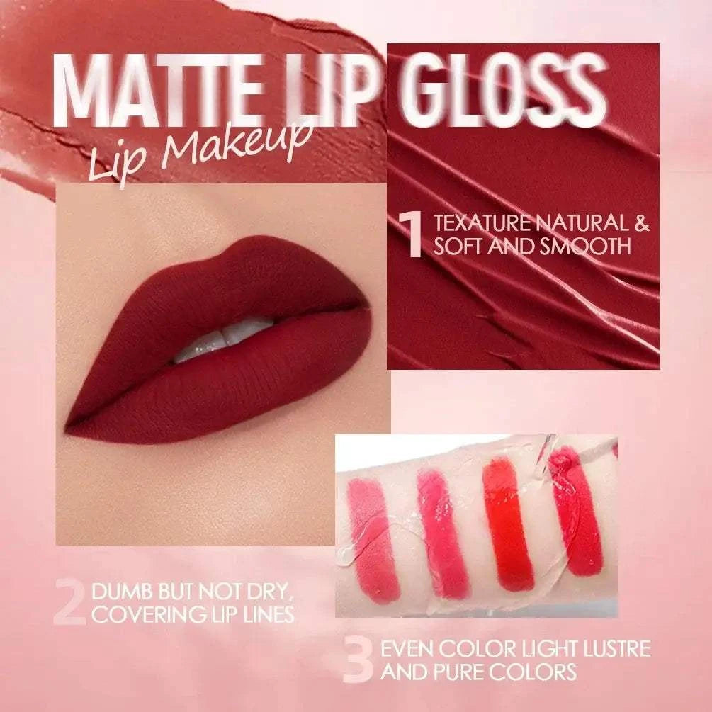 QIBEST Sexy Velvet Matte Lip Gloss Liquid Lipstick Lipgloss Beauty Red Nude Waterproof Long-lasting Lip Stain Makeup For Women