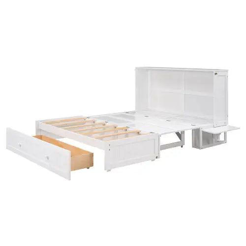 Elegant queen size mobile murphy bed with storage in sleek white finish $999.99 specification product information item