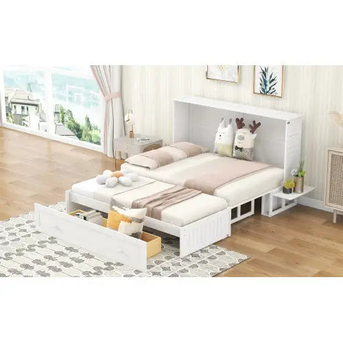 Elegant queen size mobile murphy bed with storage in sleek white finish $999.99 specification product information item