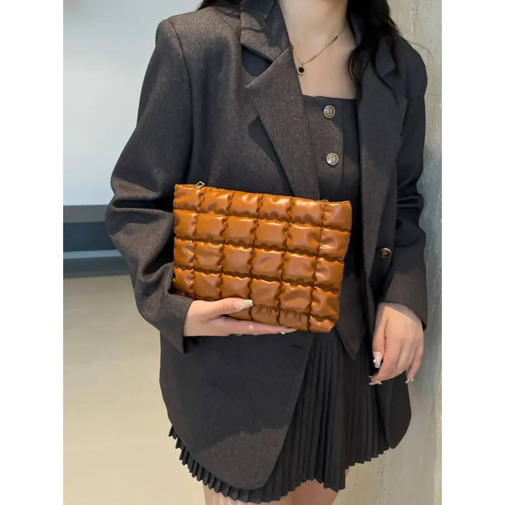 Quilted plaid clutch a luxurious accessory in exclusive fashion $21.99 bag small polyester imported product