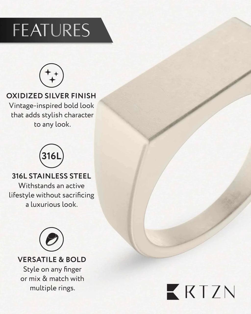 Rectangle Signet Rings (Oxidized) - Maven Couture IncRings