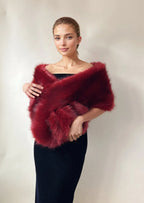Red Fur Shawl (Lilian Red03)