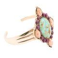 Regalia Blue Turquoise Purple and Orange Coral Golden Cuff Bracelet - Maven Couture IncBracelets