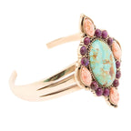 Regalia Blue Turquoise Purple and Orange Coral Golden Cuff Bracelet - Maven Couture IncBracelets
