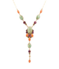 Regalia Blue Turquoise Purple and Orange Coral Golden Y Necklace - Maven Couture IncNecklaces