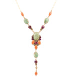 Regalia Blue Turquoise Purple and Orange Coral Golden Y Necklace - Maven Couture IncNecklaces