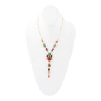 Regalia Blue Turquoise Purple and Orange Coral Golden Y Necklace - Maven Couture IncNecklaces