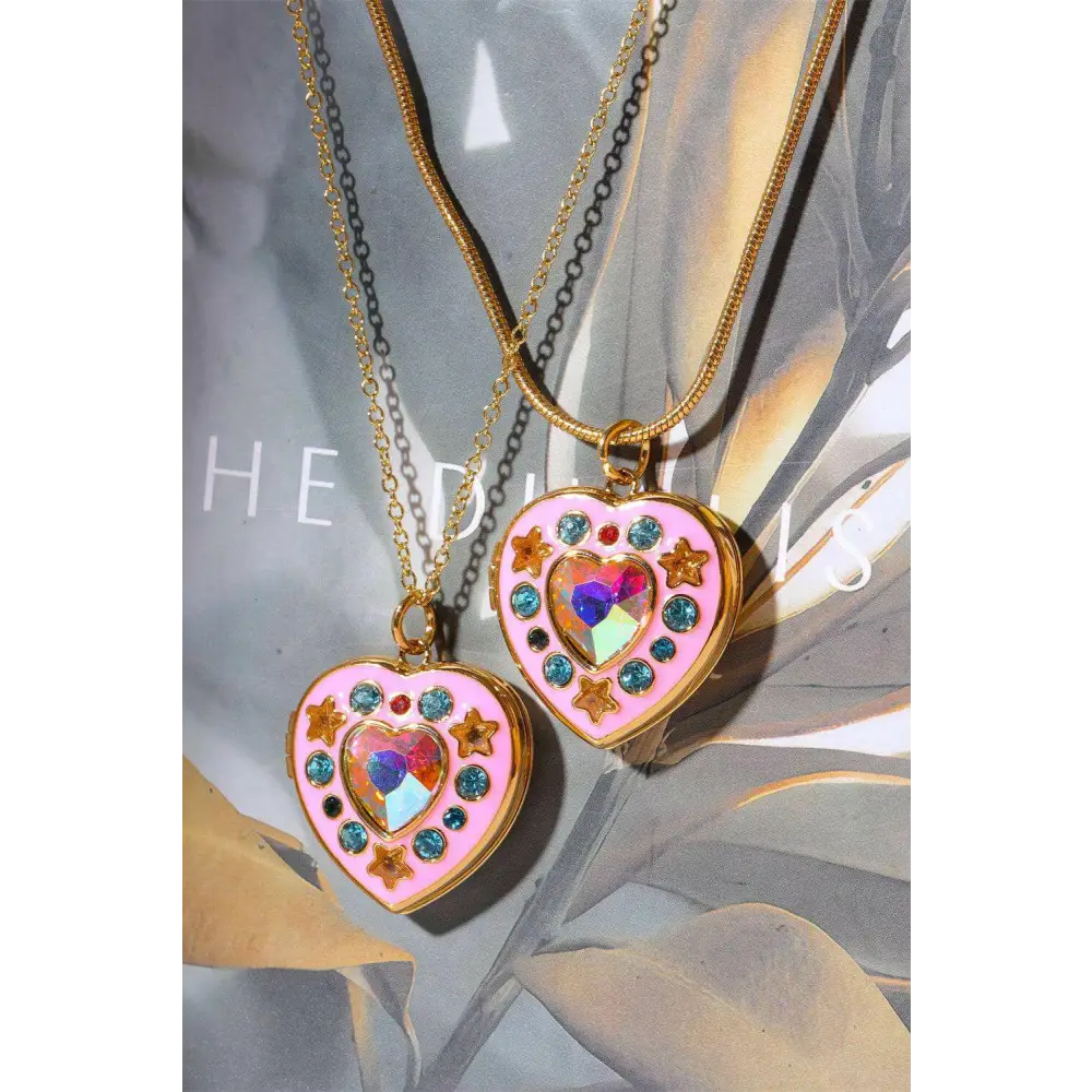 Rhinestone heart box pendant necklace in luxury fashion for women $14.99 minimalist, fashion - elevate your ensemble