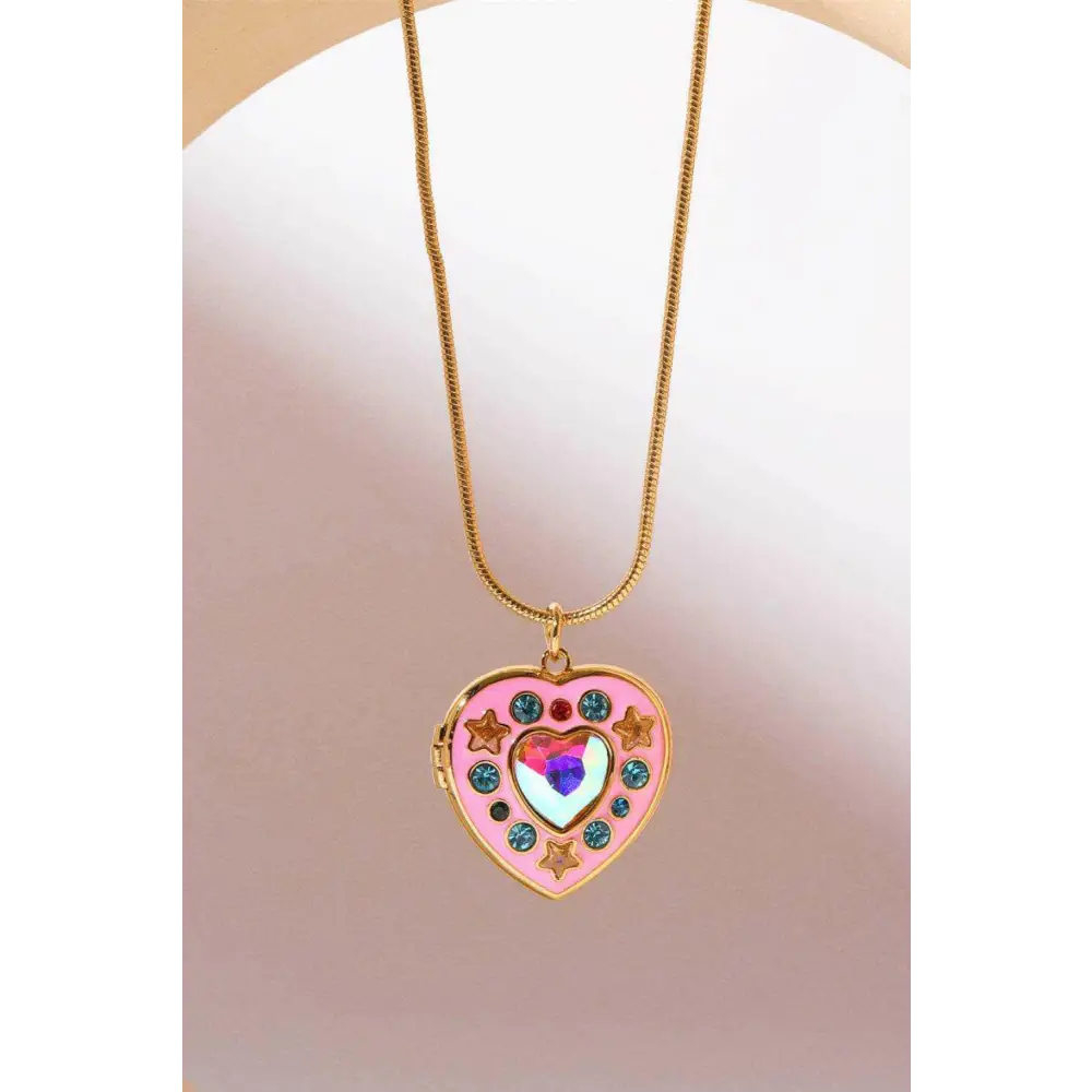 Rhinestone heart box pendant necklace in luxury fashion for women $14.99 minimalist, fashion - elevate your ensemble