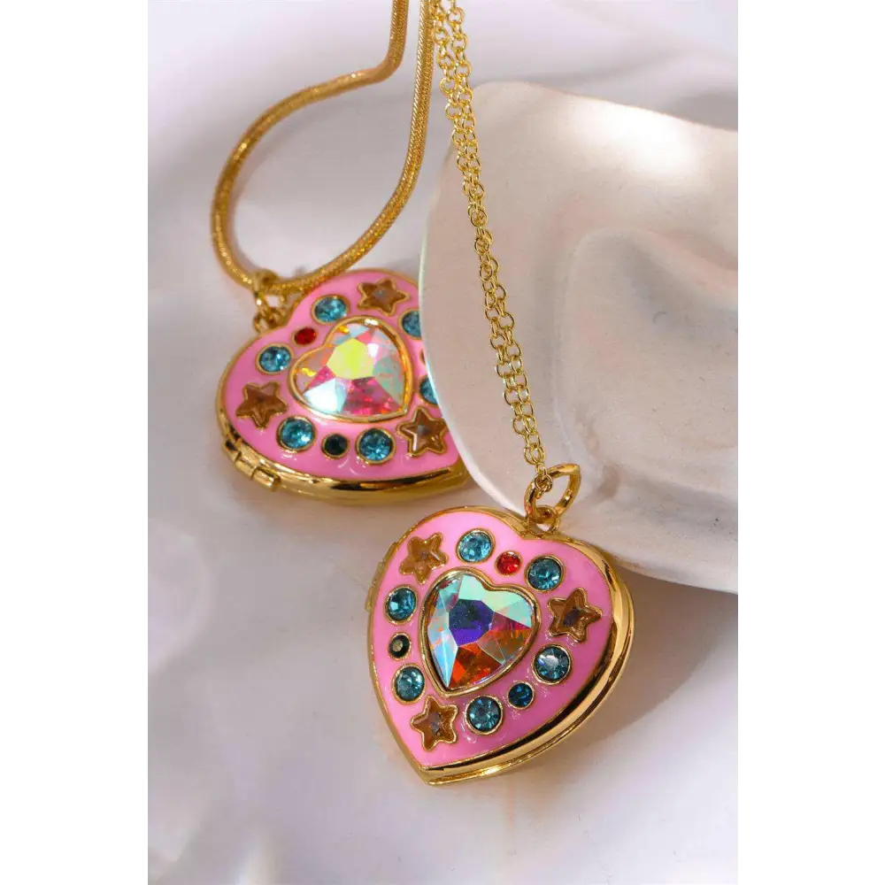 Rhinestone heart box pendant necklace in luxury fashion for women $14.99 minimalist, fashion - elevate your ensemble