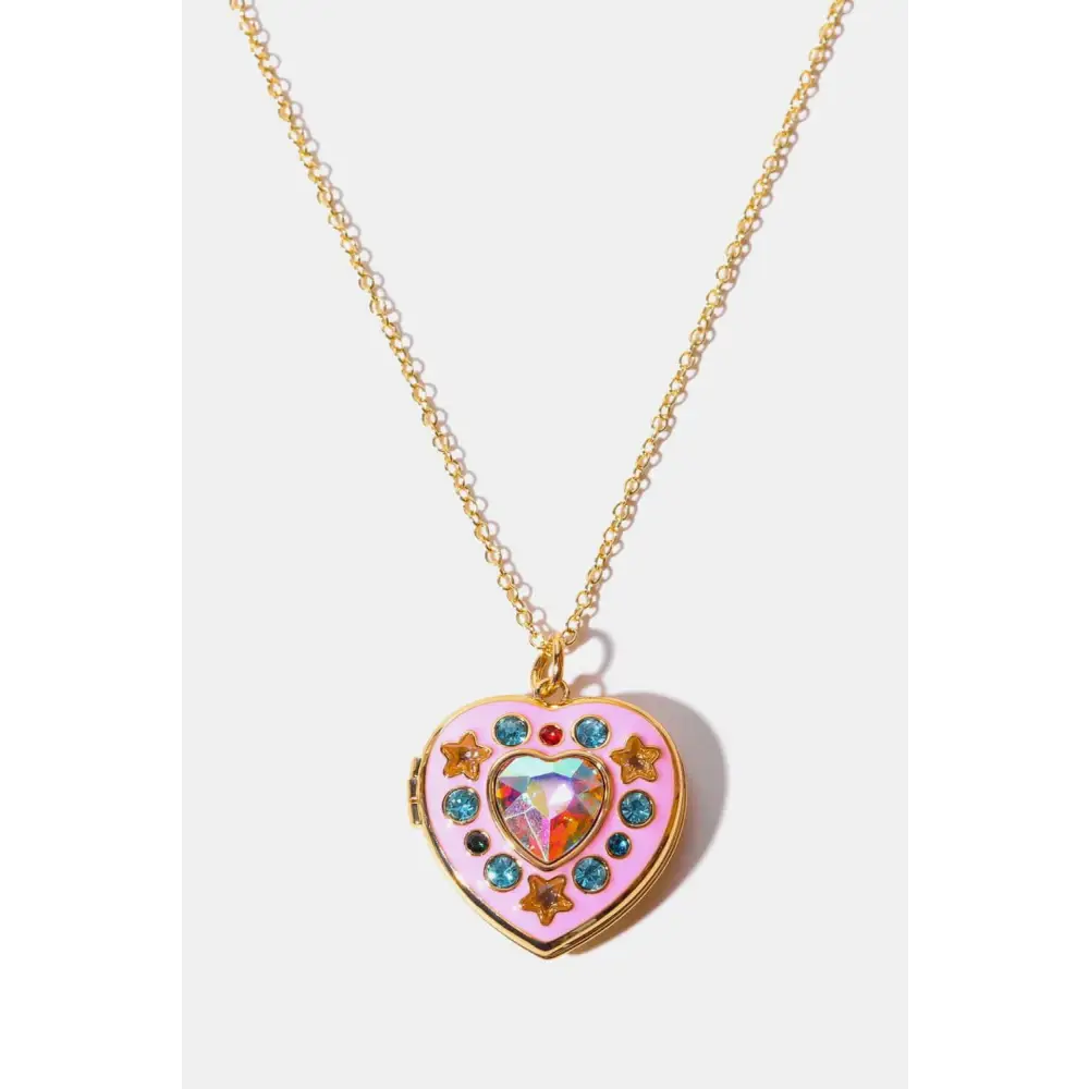 Rhinestone heart box pendant necklace in luxury fashion for women $14.99 minimalist, fashion - elevate your ensemble