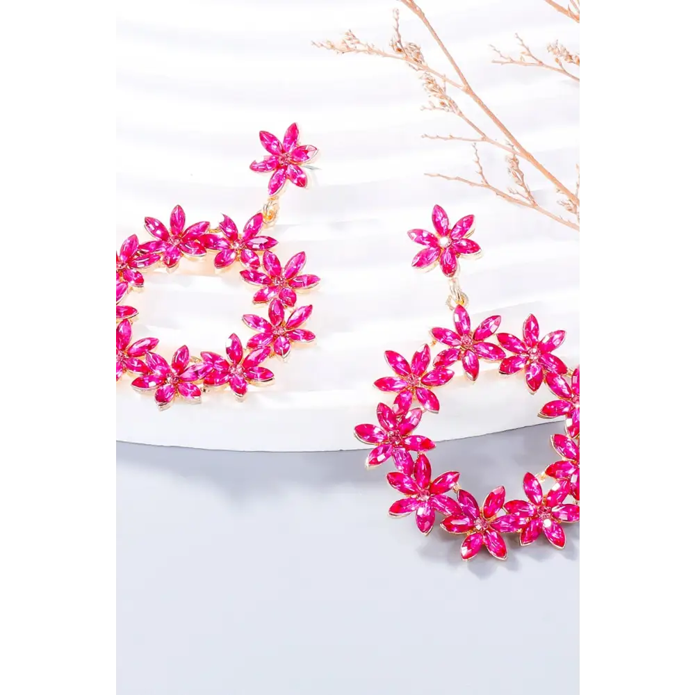 Exquisite rhinestone flower dangle earrings for luxury fashion women $10.99 1-pair alloy, rhinestone care to maintain