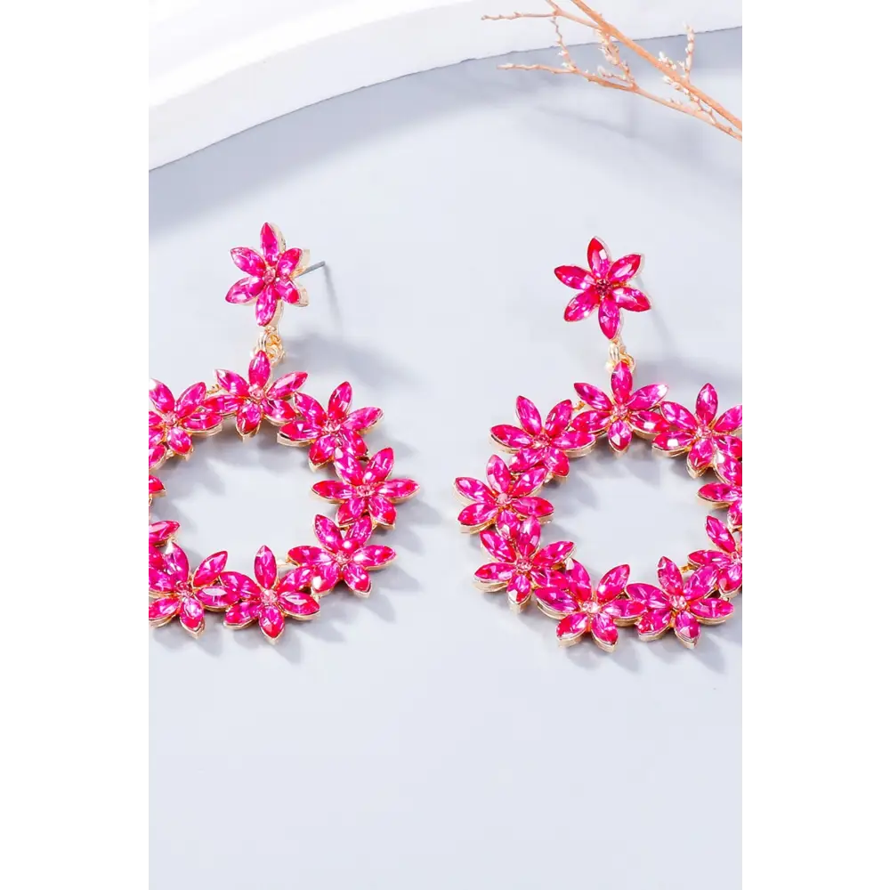 Exquisite rhinestone flower dangle earrings for luxury fashion women $10.99 1-pair alloy, rhinestone care to maintain