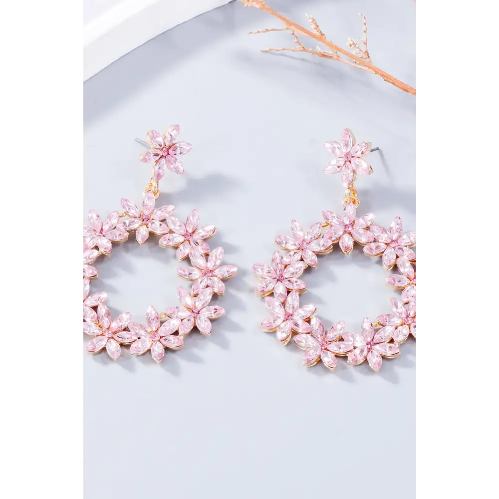 Exquisite rhinestone flower dangle earrings for luxury fashion women $10.99 1-pair alloy, rhinestone care to maintain