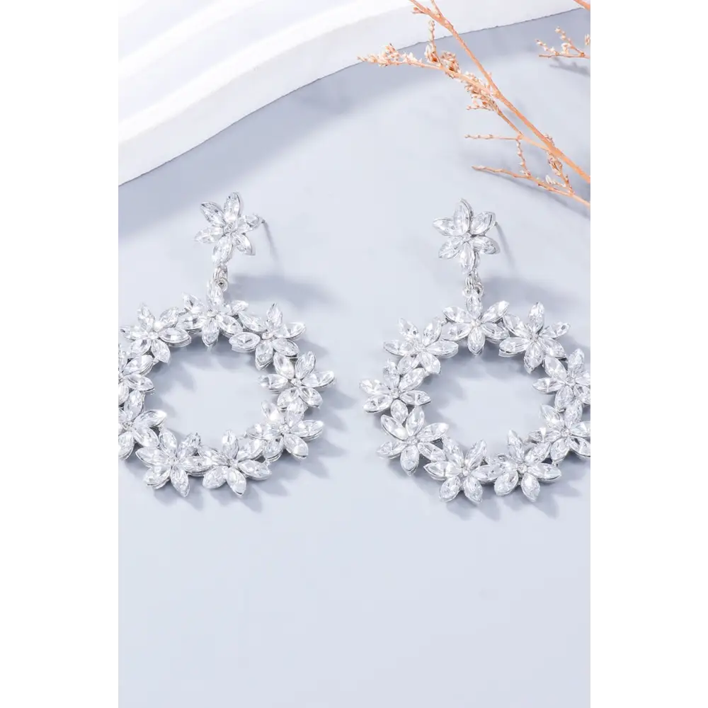 Exquisite rhinestone flower dangle earrings for luxury fashion women $10.99 1-pair alloy, rhinestone care to maintain