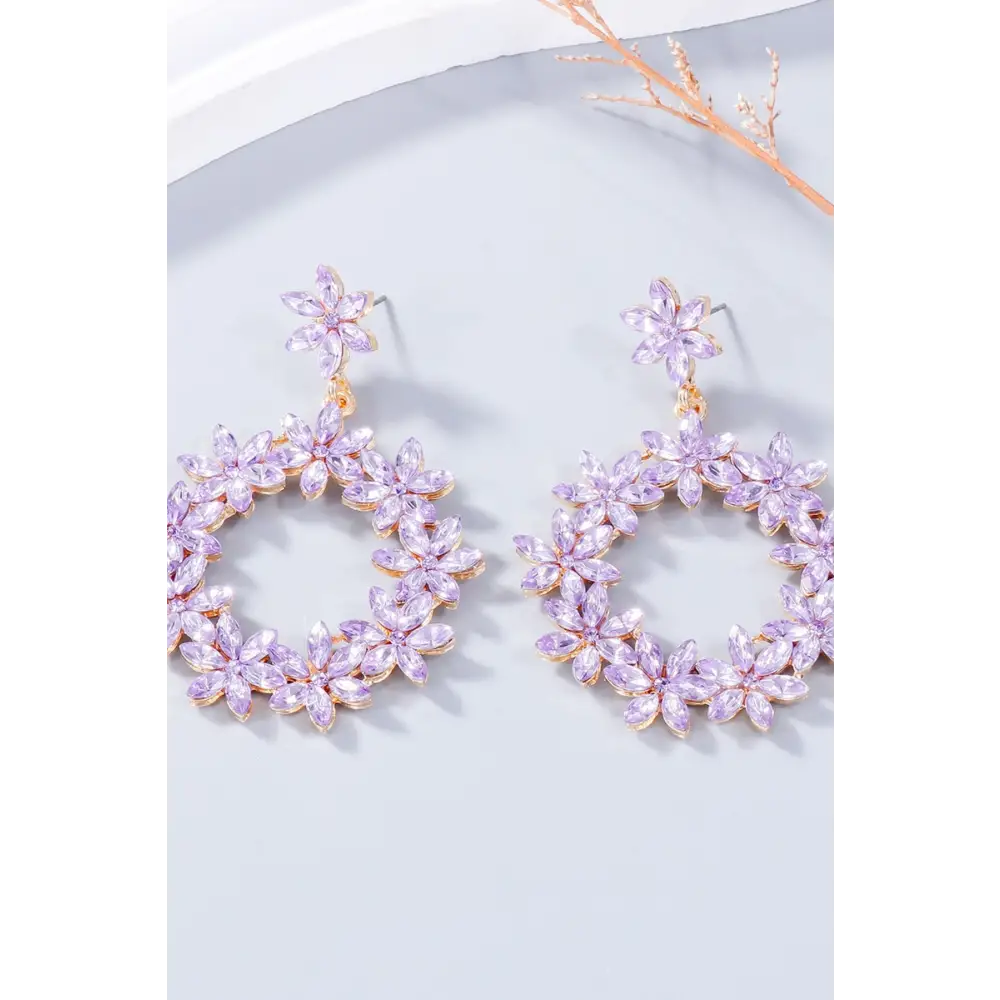 Exquisite rhinestone flower dangle earrings for luxury fashion women $10.99 1-pair alloy, rhinestone care to maintain