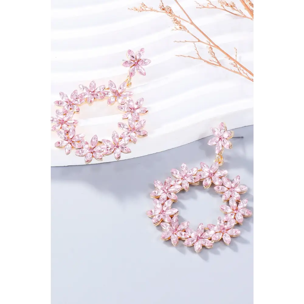 Exquisite rhinestone flower dangle earrings for luxury fashion women $10.99 1-pair alloy, rhinestone care to maintain