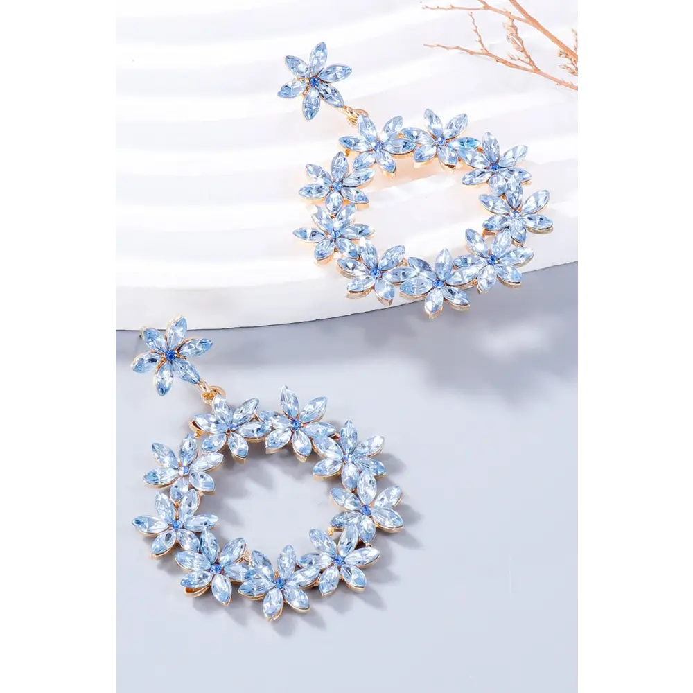 Exquisite rhinestone flower dangle earrings for luxury fashion women $10.99 1-pair alloy, rhinestone care to maintain