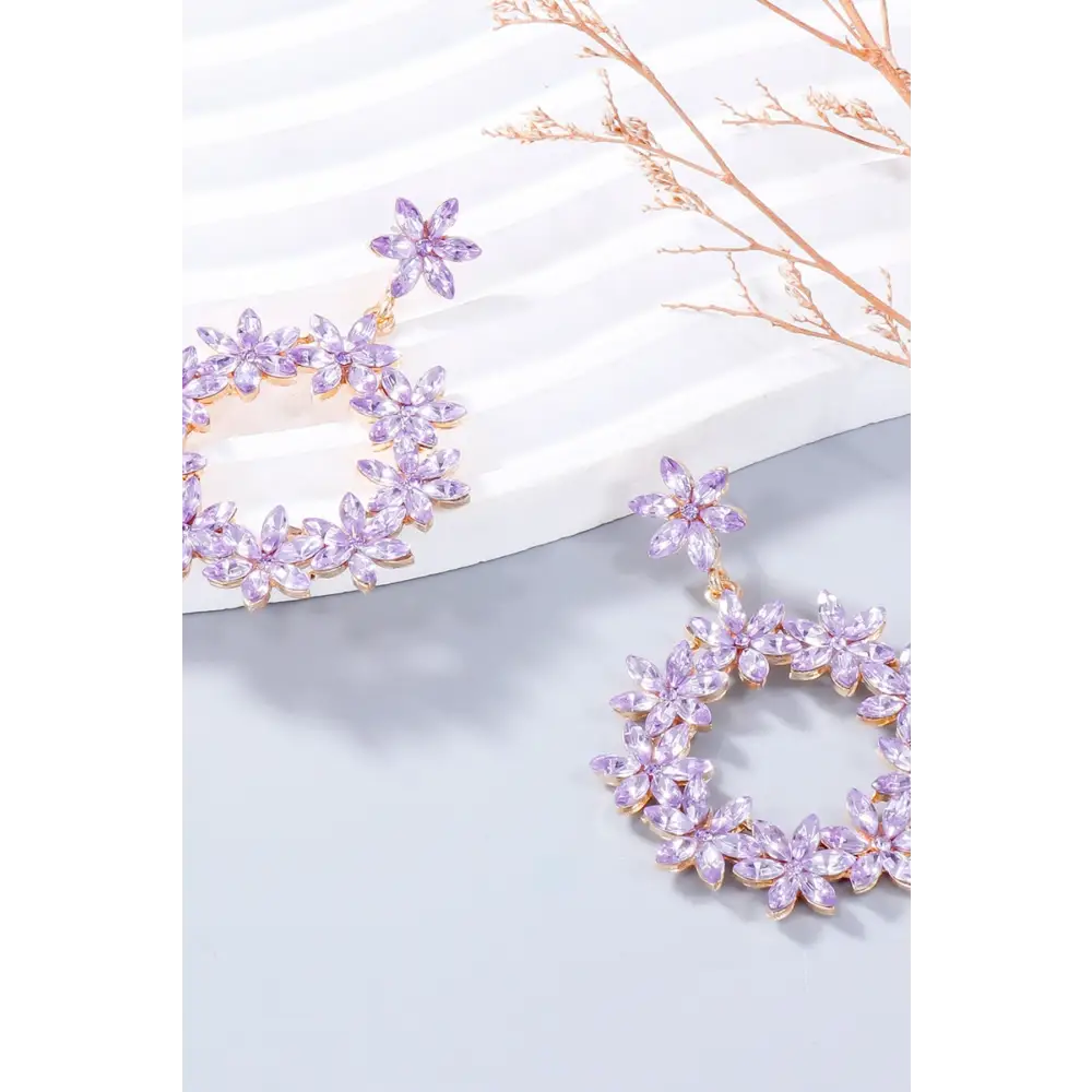 Exquisite rhinestone flower dangle earrings for luxury fashion women $10.99 1-pair alloy, rhinestone care to maintain