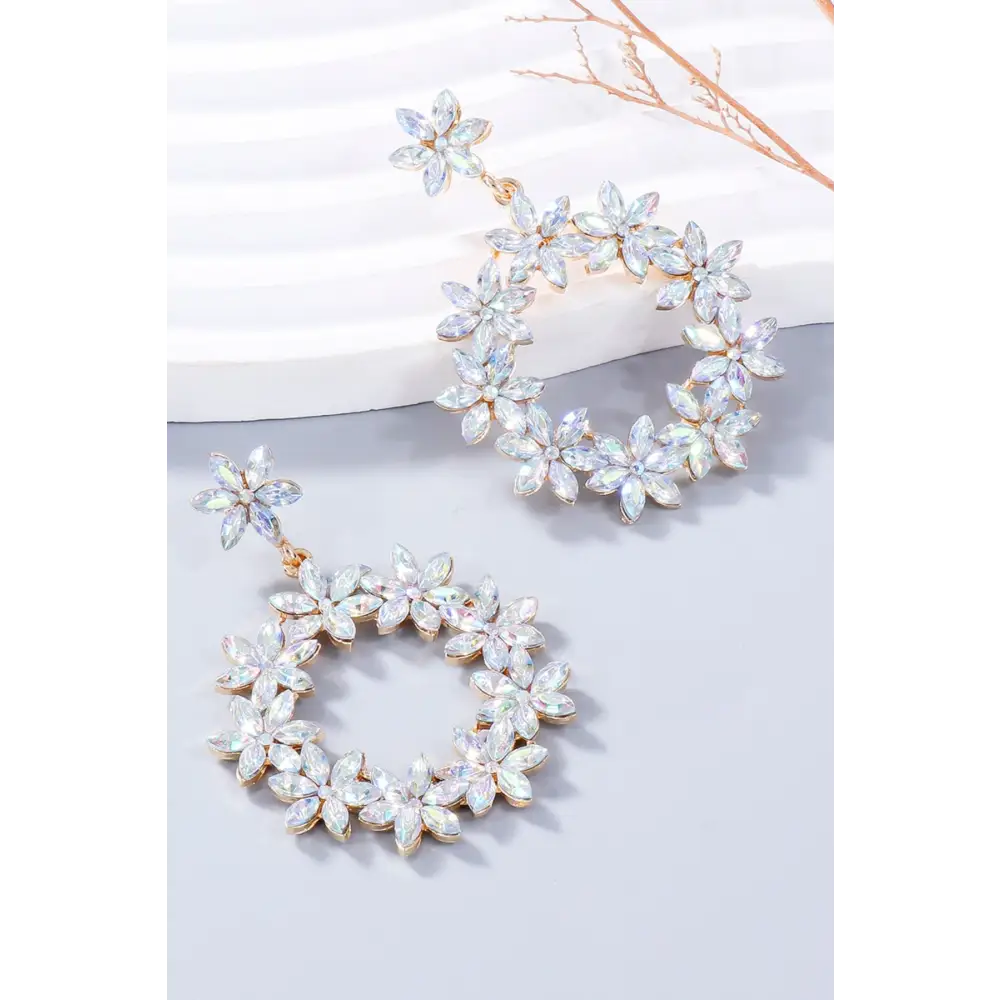 Exquisite rhinestone flower dangle earrings for luxury fashion women $10.99 1-pair alloy, rhinestone care to maintain