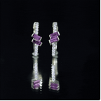 Rhodolite Garnet and Diamond Hoop Earrings in Gold Plated Silver