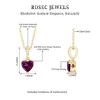 Rhodolite Garnet Heart Necklace with Diamond Accent Bail