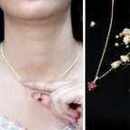 Rhodolite Garnet Heart Necklace with Diamond Accent Bail