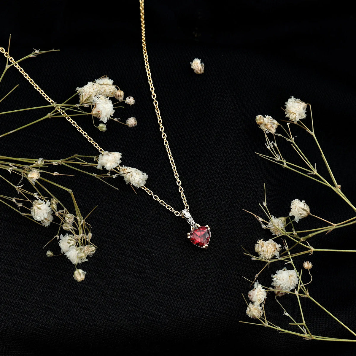 Rhodolite Garnet Heart Necklace with Diamond Accent Bail