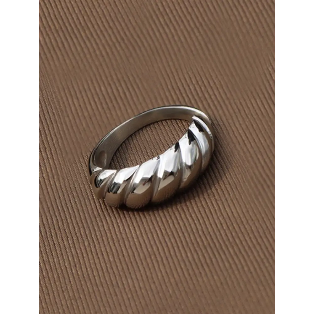 Elevate your style with the ribbed titanium steel ring in luxury fashion $12.99 1-piece, a statement of elegance