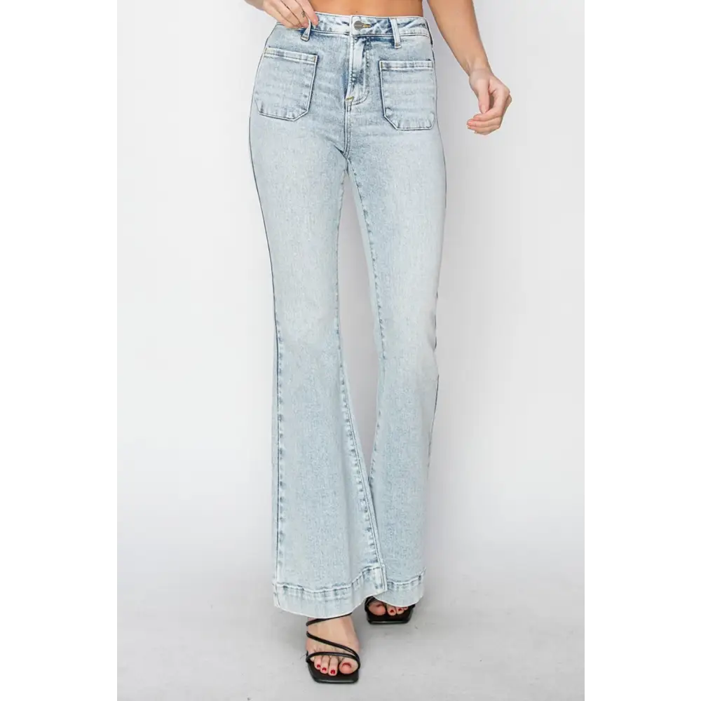 Risen full size high rise flare jeans in timeless luxury fashion $69.99 step into a world of contemporary elegance