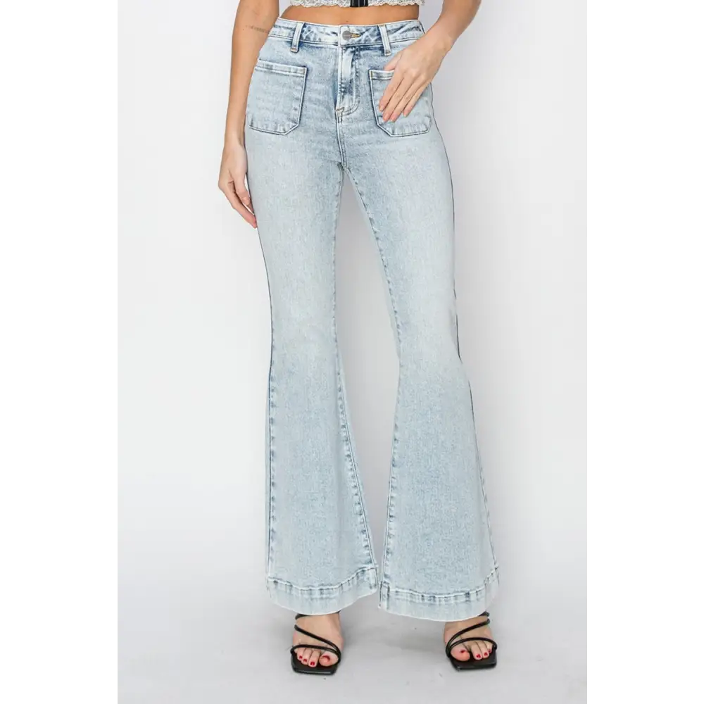 Risen full size high rise flare jeans in timeless luxury fashion $69.99 step into a world of contemporary elegance