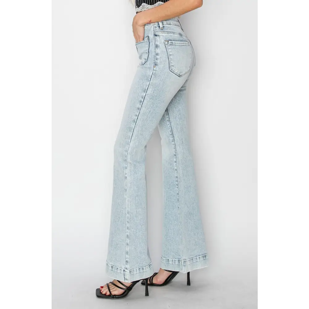 Risen full size high rise flare jeans in timeless luxury fashion $69.99 step into a world of contemporary elegance