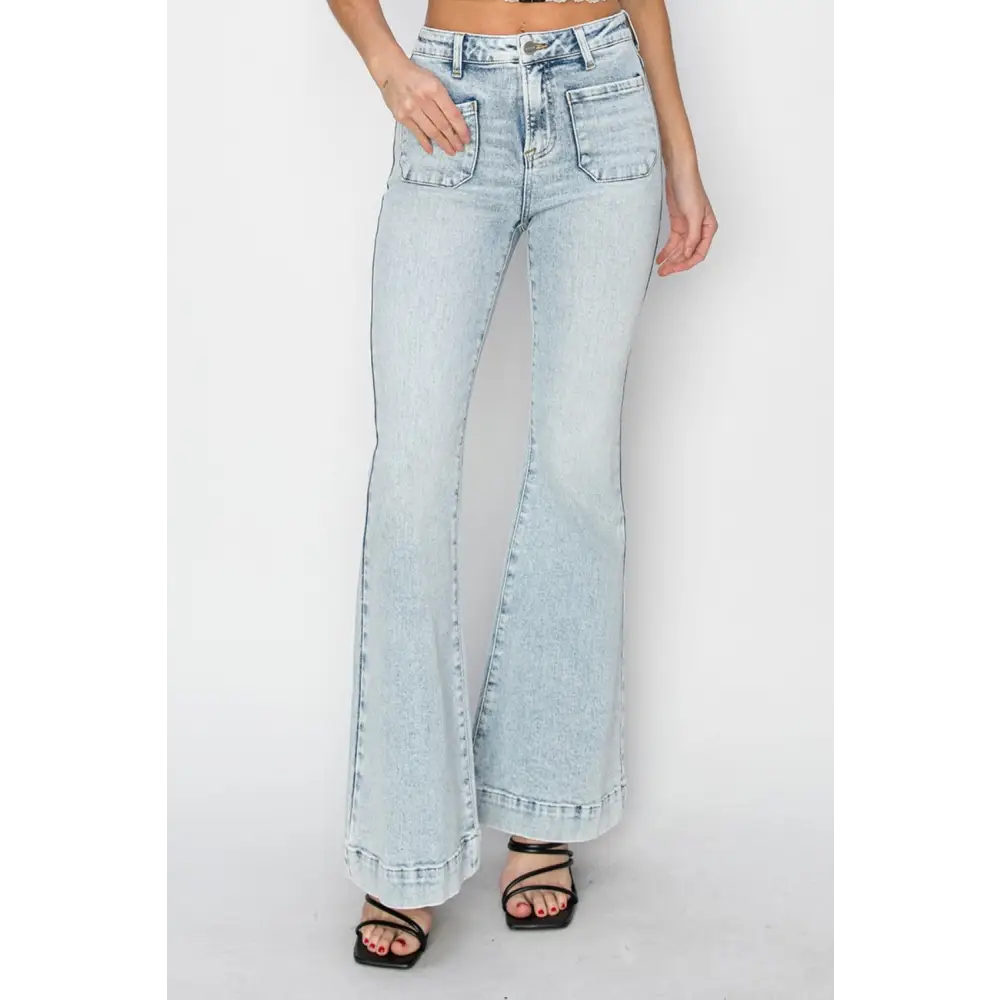 Risen full size high rise flare jeans in timeless luxury fashion $69.99 step into a world of contemporary elegance