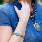 Roped Denim Blue Lapis Golden Link Bracelet - Maven Couture IncBracelets