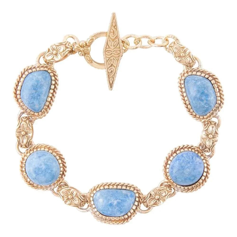 Roped Denim Blue Lapis Golden Link Bracelet - Maven Couture IncBracelets