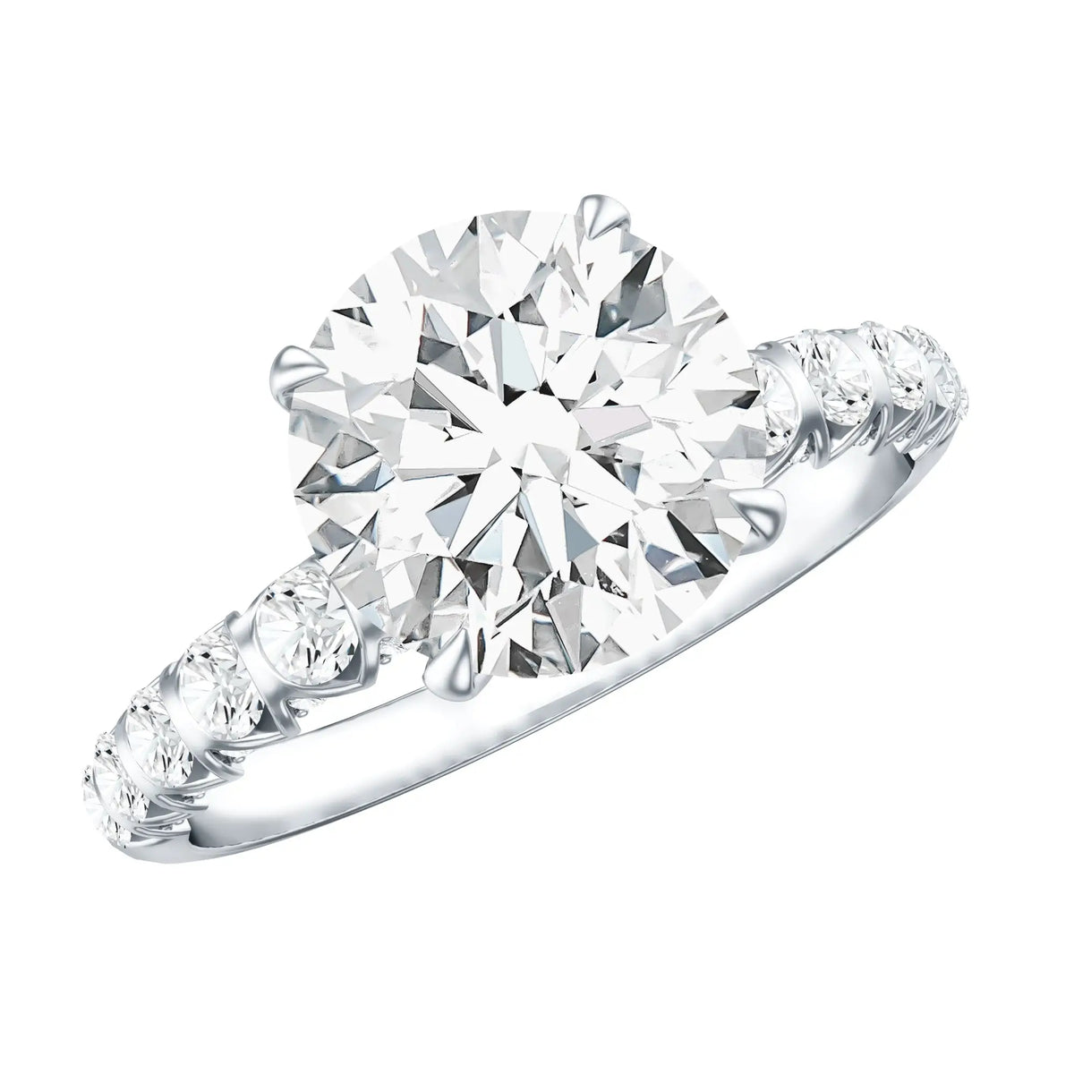 Round Cut 3 Carat Lab Grown Diamond Engagement Ring with IGI Certificate