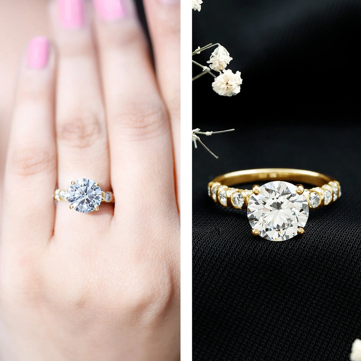 Round Cut 3 Carat Lab Grown Diamond Engagement Ring with IGI Certificate