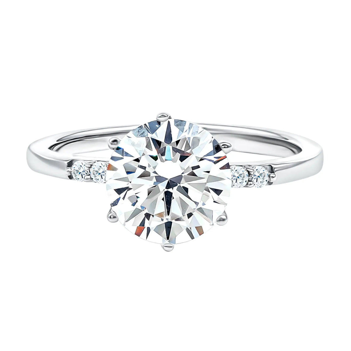 Round Cut 3 Carat Lab Grown Diamond Solitaire Engagement Ring