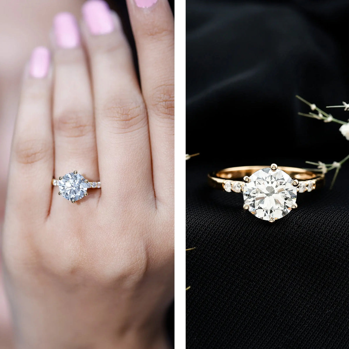 Round Cut 3 Carat Lab Grown Diamond Solitaire Engagement Ring